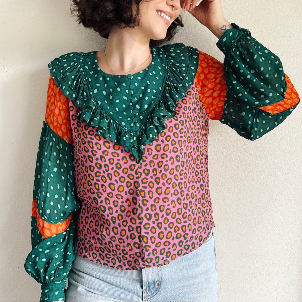 Farm Rio for Anthro Leopard Print Top
